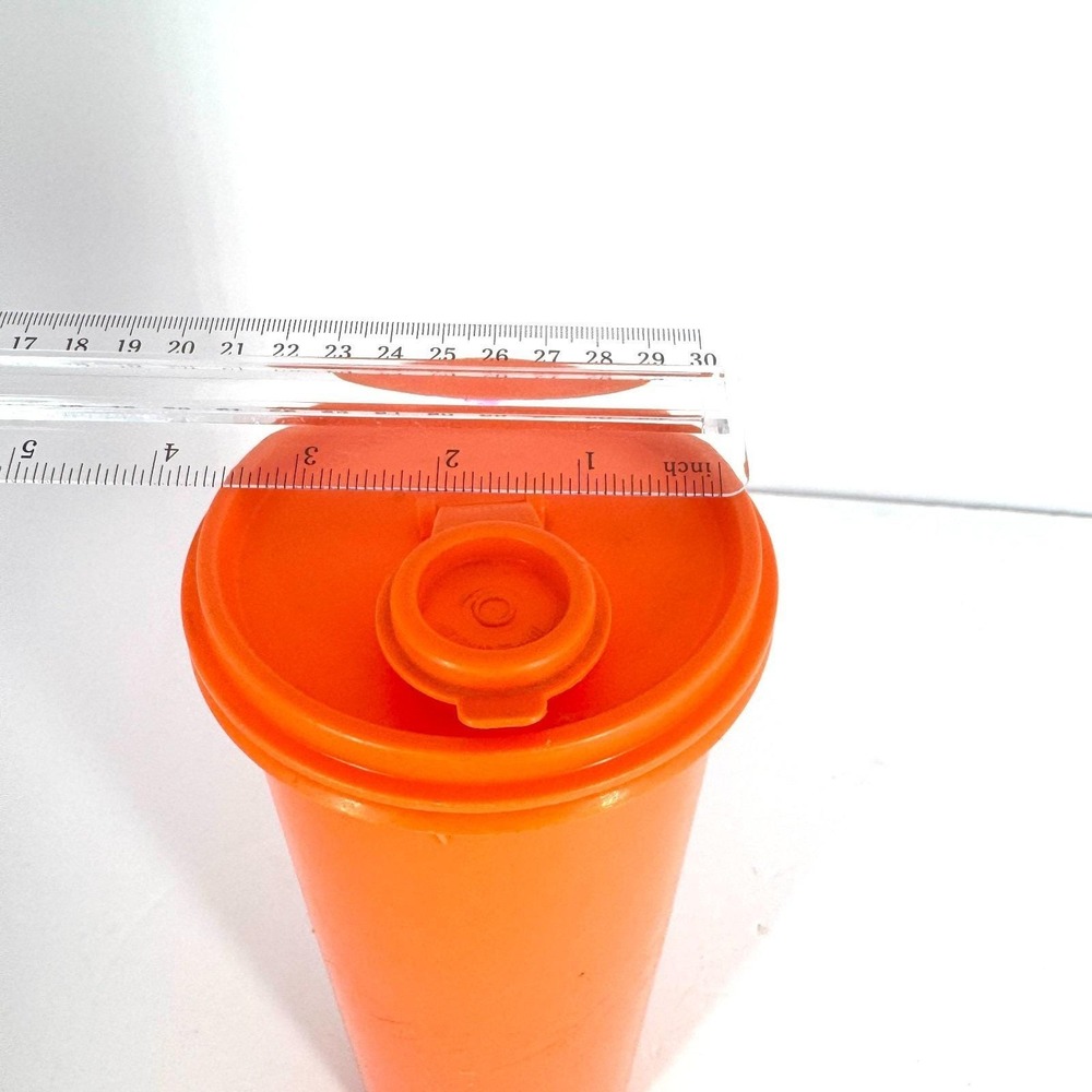 Vintage Tupperware Flip Top Container 1.5 Qt Orange Space Saver USA - Picture 8 of 8